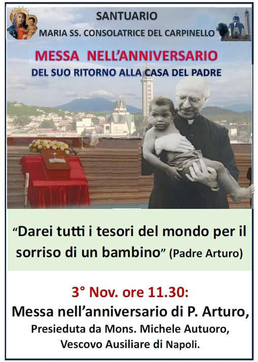 Messa per l'anniversario della morte di P. Arturo D'Onofrio il 3 novembre ore 11.30 a Visciano, Napoli, Italia